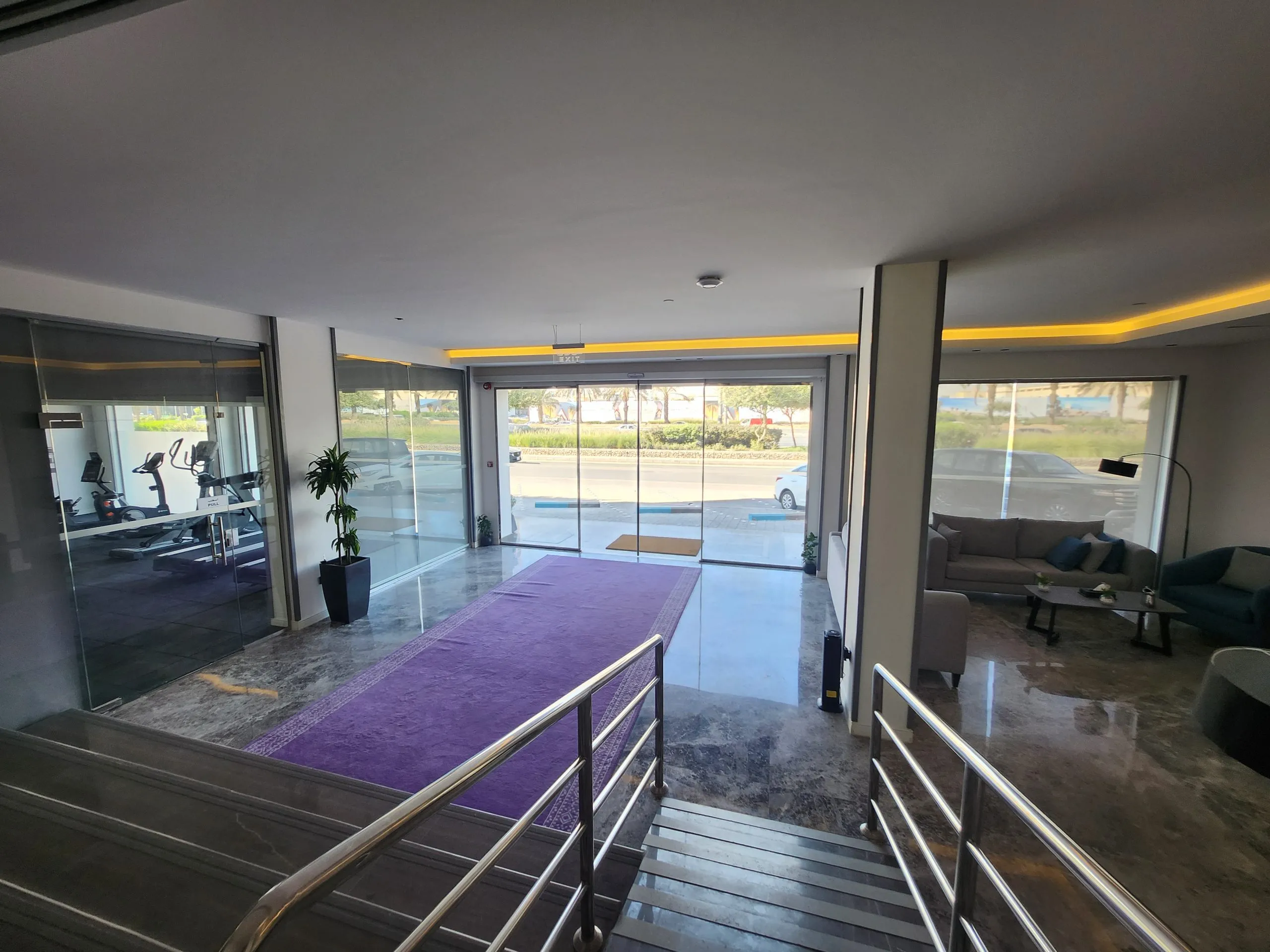 Modern apartment bedroom at Mena Al Muruj Residence